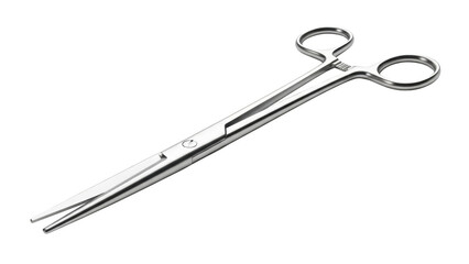 Surgical stainless steel scissors with finger loops on png isolated transparent background black background