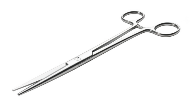 Surgical stainless steel scissors with finger loops on png isolated transparent background black background - Powered by Adobe