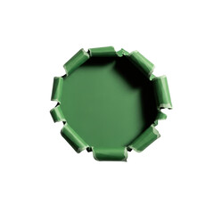 Torn green paper circle with png isolated transparent background white edges on black background hole