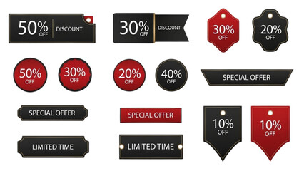 Special Offer Discount Labels Set, Graphic Design Elements, Promotional Tags, Digital Illustration, Marketing Environment