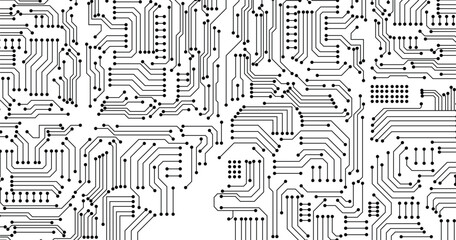 Geometric Technology Network Line Art. Abstract Computer Circuit Maze Design. Minimalist Tech Circuit Background