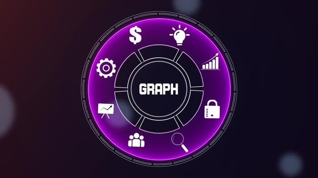 Professional business data graph and statistical trend analysis concept, digital interface with financial growth and economic progress icons for market success