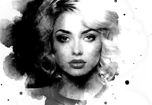 White And Black Watercolor Photo Effect