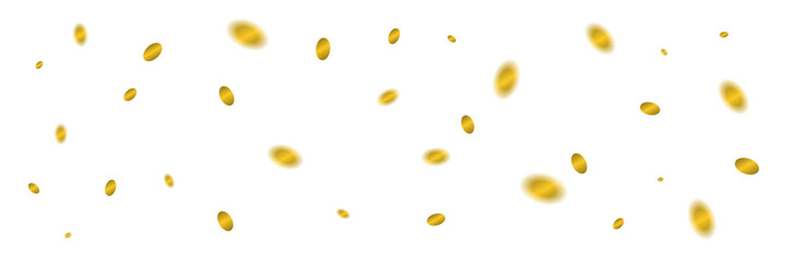 Gold Confetti Falling on White Background. Festive Celebrations. Vector Illustration