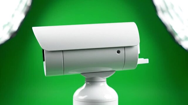 Security camera CCTV isolated on green background