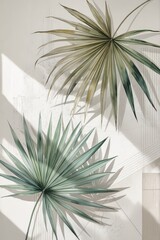 Artistic display of palm leaves with geometric design.