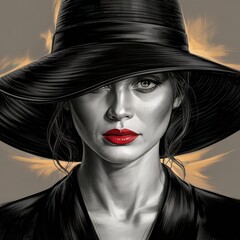 Sophisticated woman in a wide-brimmed hat.