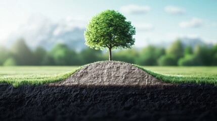 net zero greenhouse Cross section of the Earth showing carbon neutral farming and renewable energy sources, reducing the greenhouse effect.