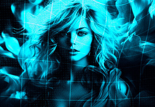 Blue And Black Sci-Fi Grid Photo Effect