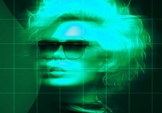 Green And Black Sci-Fi Grid Photo Effect