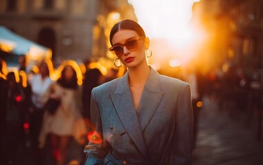 Milan Street Fashion Scene with a Stylish Model Showcasing Oversized Urban Trends