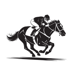 Fototapeta premium A high-speed silhouette illustration of a racehorse and jockey competing in a race