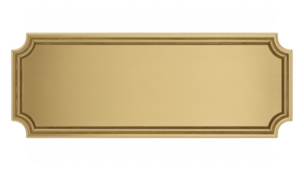 Gold blank plate with decorative border on black gold plate isolated on a transparent background