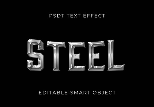 Silver Hyper Gloss Chrome Metal Text Effect Beveled Metallic Font