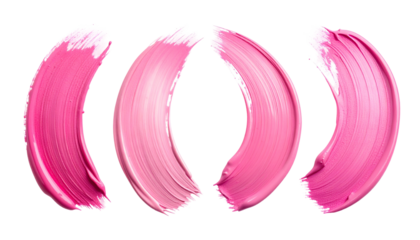 Four curved pink swatches with varying shades, isolated on a black background