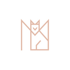 Geometric minimalist cat symbol design on a white background vector illustration