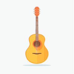 Obraz premium Vibrant acoustic guitar illustration featuring a classic folk instrument design, perfect for music-related projects, hobbyist content, or educational materials emphasizing melody and rhythm