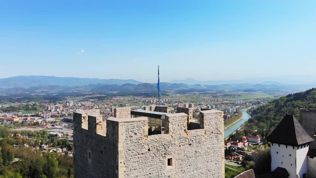Aerial view from Celje Castle overlooking the city of Celje