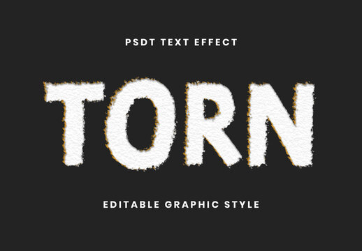 White And Black Torn Edge Craft Paper Text Effect Grunge Ripped Font