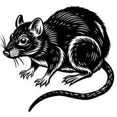 Illustrated black and white mouse