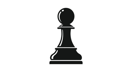 A stark black chess pawn stands prominently against a white backdrop a striking silhouette © nhpvect02
