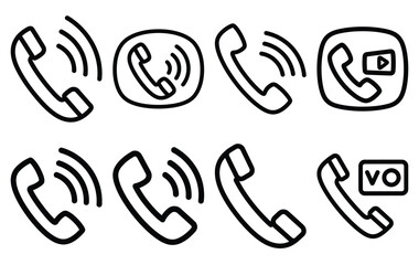 Obraz premium love video call line icon set. Simple outline collection for valentines day. Editable stroke vector illustration black outline shape on transparent background.