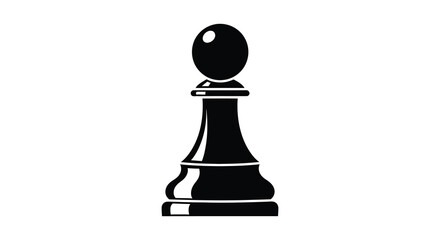 A stark black chess pawn stands prominently against a white background a captivating silhouette © nhpvect02