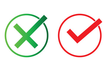 tick and cross buttons icon, green tick and red cross buttons icon, yes and no button icon, checkmark icon and cancle icon.