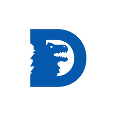Abstract letter d dinosaur logo design icon emblem symbol shape