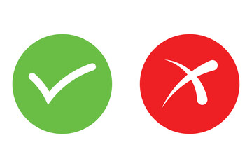 tick and cross buttons icon, green tick and red cross buttons icon, yes and no button icon, checkmark icon and cancle icon.