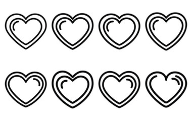 valentine candy heart line icon set. Simple outline collection for valentines day. Editable stroke vector illustration black outline shape on transparent background.