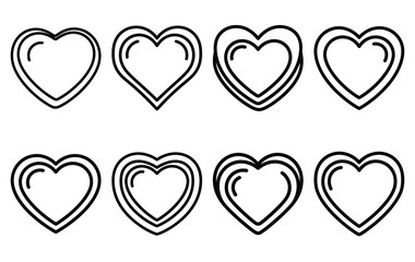 valentine chocolate heart line icon set. Simple outline collection for valentines day. Editable stroke vector illustration black outline shape on transparent background.