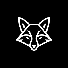 Obraz premium Minimalist fox head silhouette logo design against black background