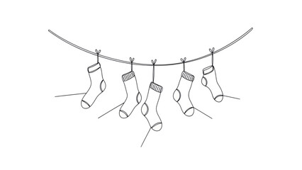 Christmas stockings line art illustration