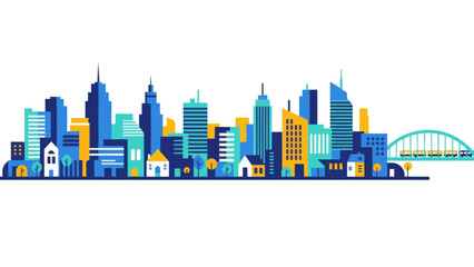 Cityscape vector illustration, modern urban skyline