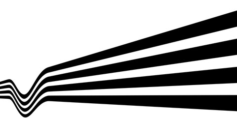 Black on white abstract perspective line stripes with 3d dimensional effect isolated on white. Eps10