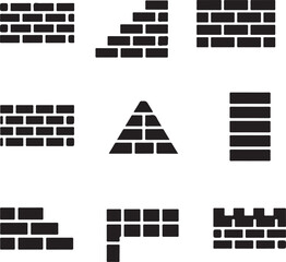 Brick wall build stack stonewall business house, brick wall vector icon, wall icon set, vector illustration collection isolated on background