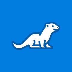 Obraz premium Stylized otter icon on blue background minimalist animal vector