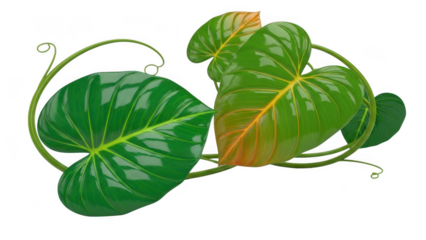 Vibrant green leaves arrangement isolated on transparent background