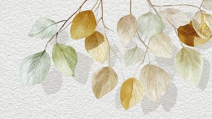 Fototapeta premium Elegant autumn leaves pattern on textured paper for seasonal design and decor