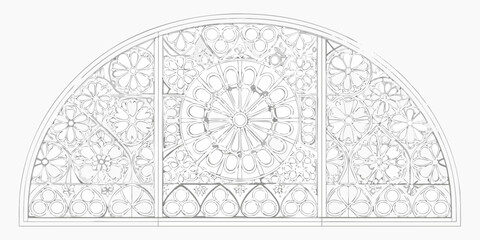 Intricate gothic rose window design a detailed architectural sketch illustration