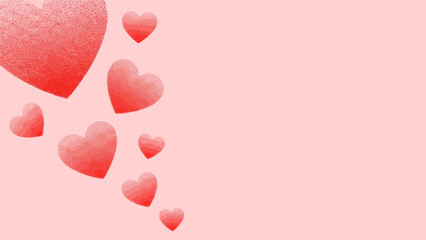 Love hearts on pink background for Valentine's Day