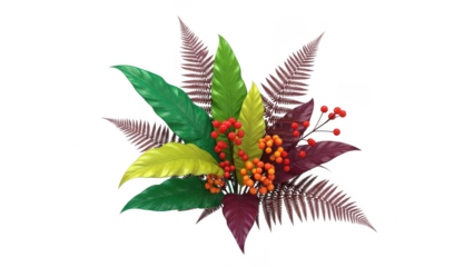 Vibrant tropical flower bouquet isolated on transparent background