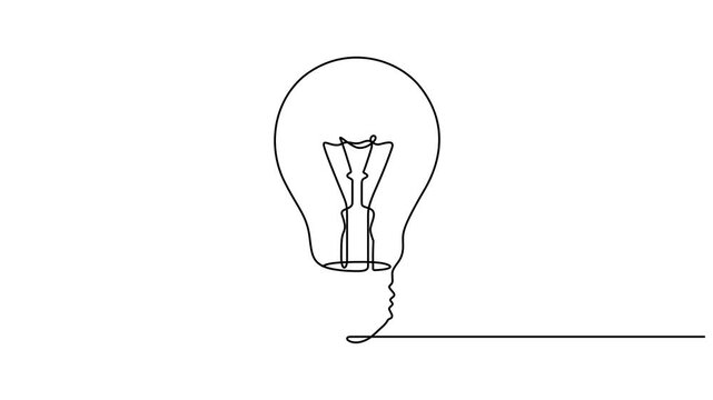 Self drawing animation of one line electrical bulb vector illustration. Electric lamp animation, Light bulb. Continuous one line drawing