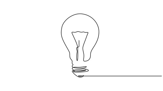 Self drawing animation of one line electrical bulb vector illustration. Electric lamp animation, Light bulb. Continuous one line drawing