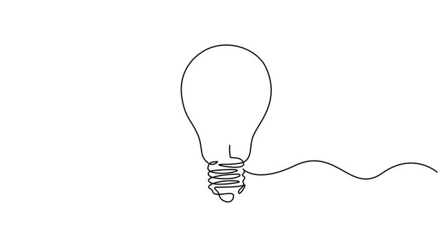 Self drawing animation of one line electrical bulb vector illustration. Electric lamp animation, Light bulb. Continuous one line drawing
