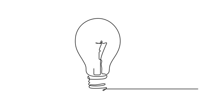 Self drawing animation of one line electrical bulb vector illustration. Electric lamp animation, Light bulb. Continuous one line drawing
