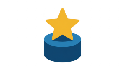 Yellow star on blue cylinder recognition isolated on a transparent background