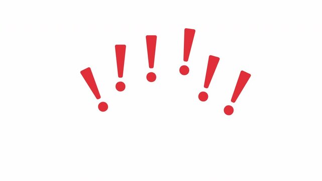 Animated red exclamation mark icon 4k video