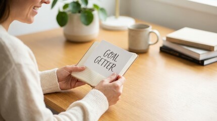 Motivational goal setting workshop home office image cozy environment close-up view inspiring concept for productivity and personal growth